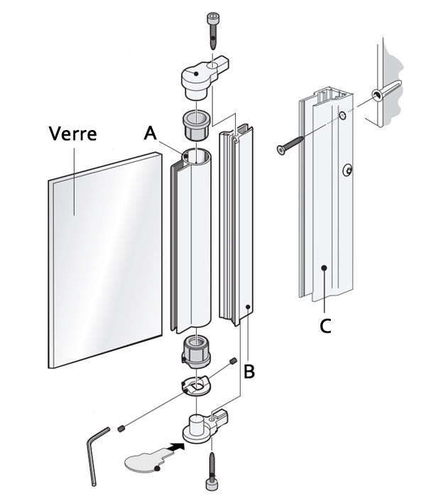 Joint d'étanchéité avec soufflet - porte de douche en verre