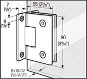 CHARNIÈRE BILBAO POUR PAROI DE DOUCHE 90° MUR / VERRE MONTAGE BILATERAL (BO5218010)