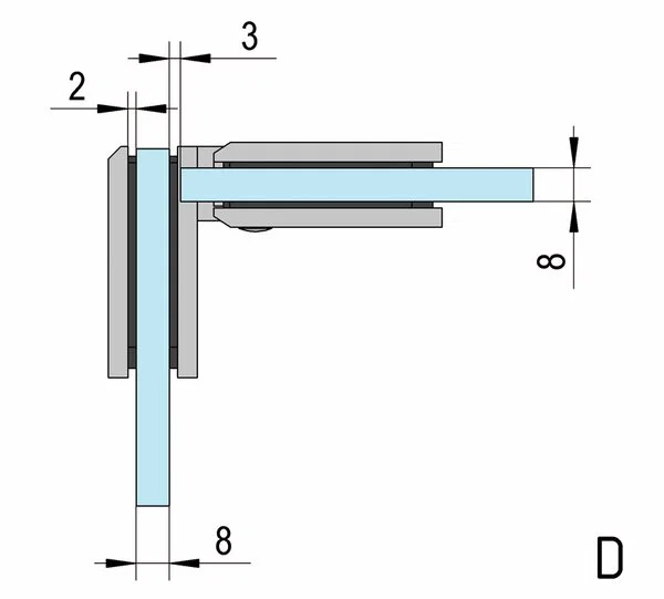Paumelle pour porte de douche Bilbao Select, verre-verre 90° ( BO5211806 )