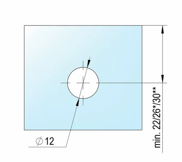 Raccord pour verre Square 12, avec perçage de verre chromé brillant ( BO5213679 )
