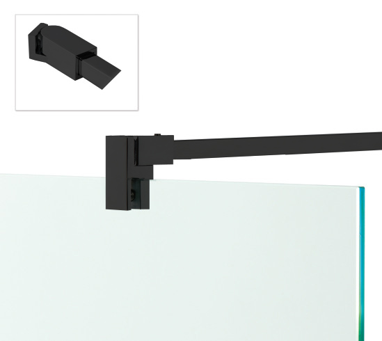 BARRE DE STABILISATION DESIGN CARRE NOIR 90° Mur/Verre POUR PAROI DE DOUCHE (BO5420262B)