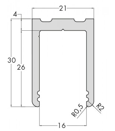 Logli Profix1630 - 3m - Profil alu U fixe